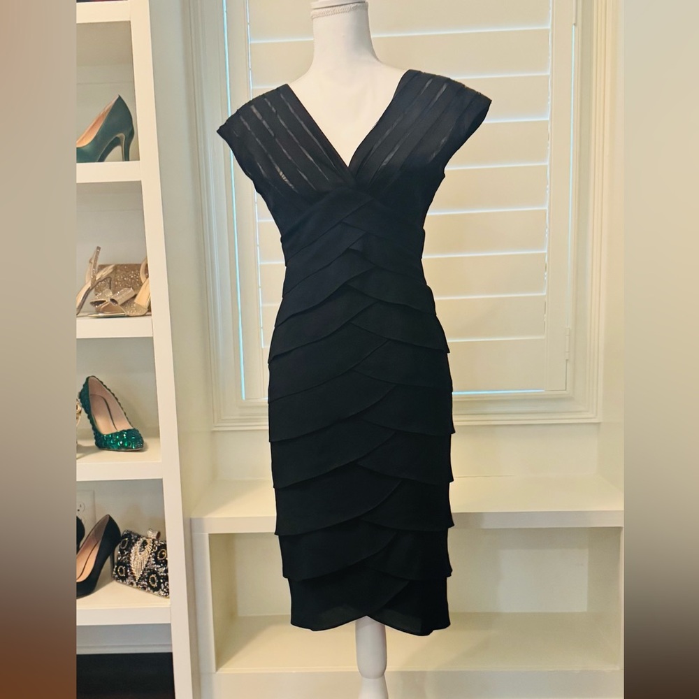 Classic Black Tiered Sheath Dress